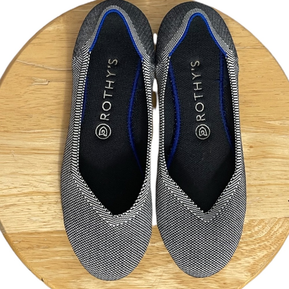 Rothy’s Retired The Flat Cloud Grey Birdseye Size 9 Slip On Flats